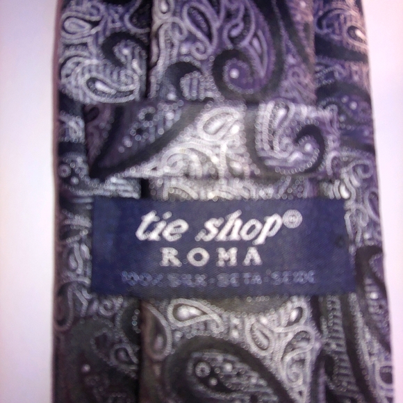 Tie Shop ROMA Black/Silver Silk necktie - Picture 2 of 2